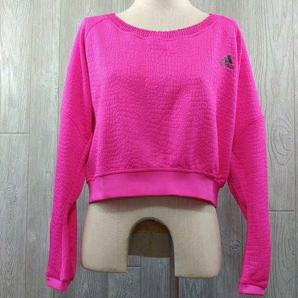 adidas Sweaters - Adidas Large Climalite Reflective Pink Crop Top 🌹